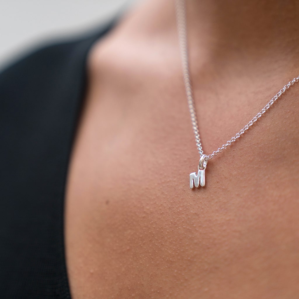 Silver Petite Initial M Necklace | 0139105 | Beaverbrooks the Jewellers